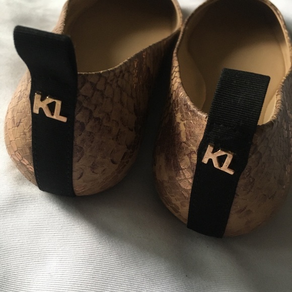 Karl Lagerfeld | Snakeskin-Embossed Leather Ballet Flats - Picture 8 of 10